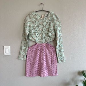 Free People Shakuhachi Cut-Out Long-Sleeved Lace Mini Dress